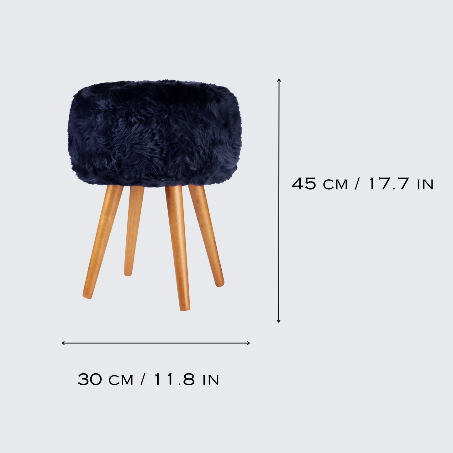Shear Elegance – Dark Blue Sheepskin Stool
