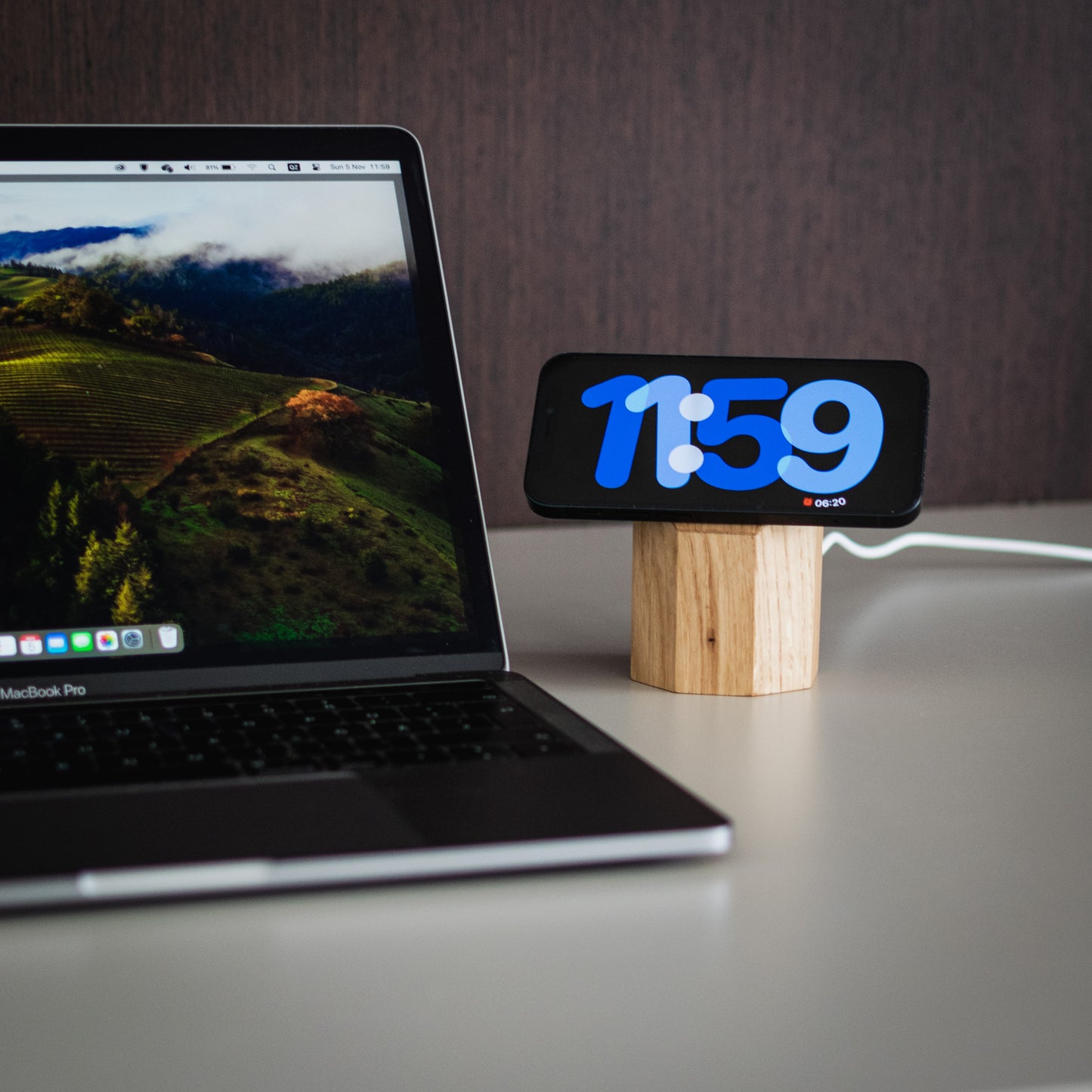 Natural Oak MagSafe Wireless Charger for iPhone & AirPods